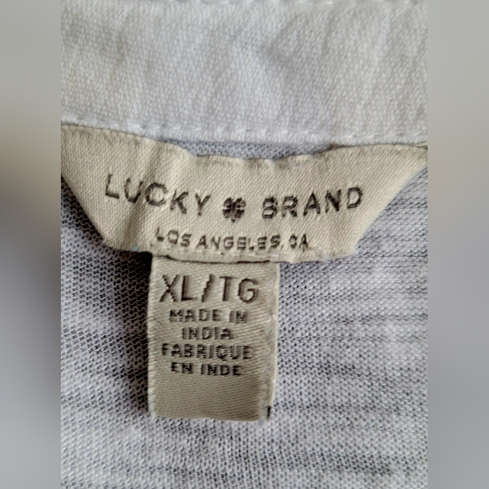 Lucky Brand Women's Stressless Blouse Cotton/Viscose White Henley Neck XL - Picture 3 of 16